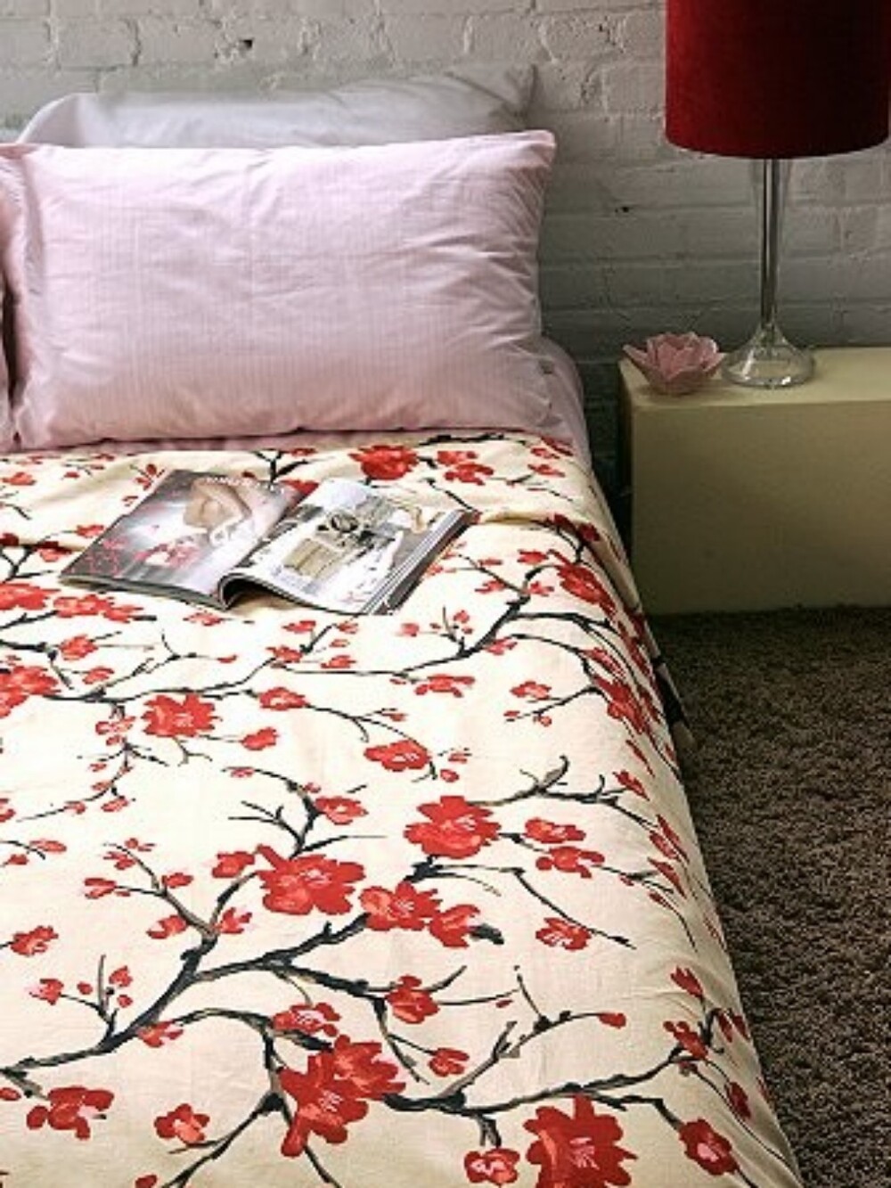 Anthropologie Cherry Blossom Floral Flat Sheet Size Queen